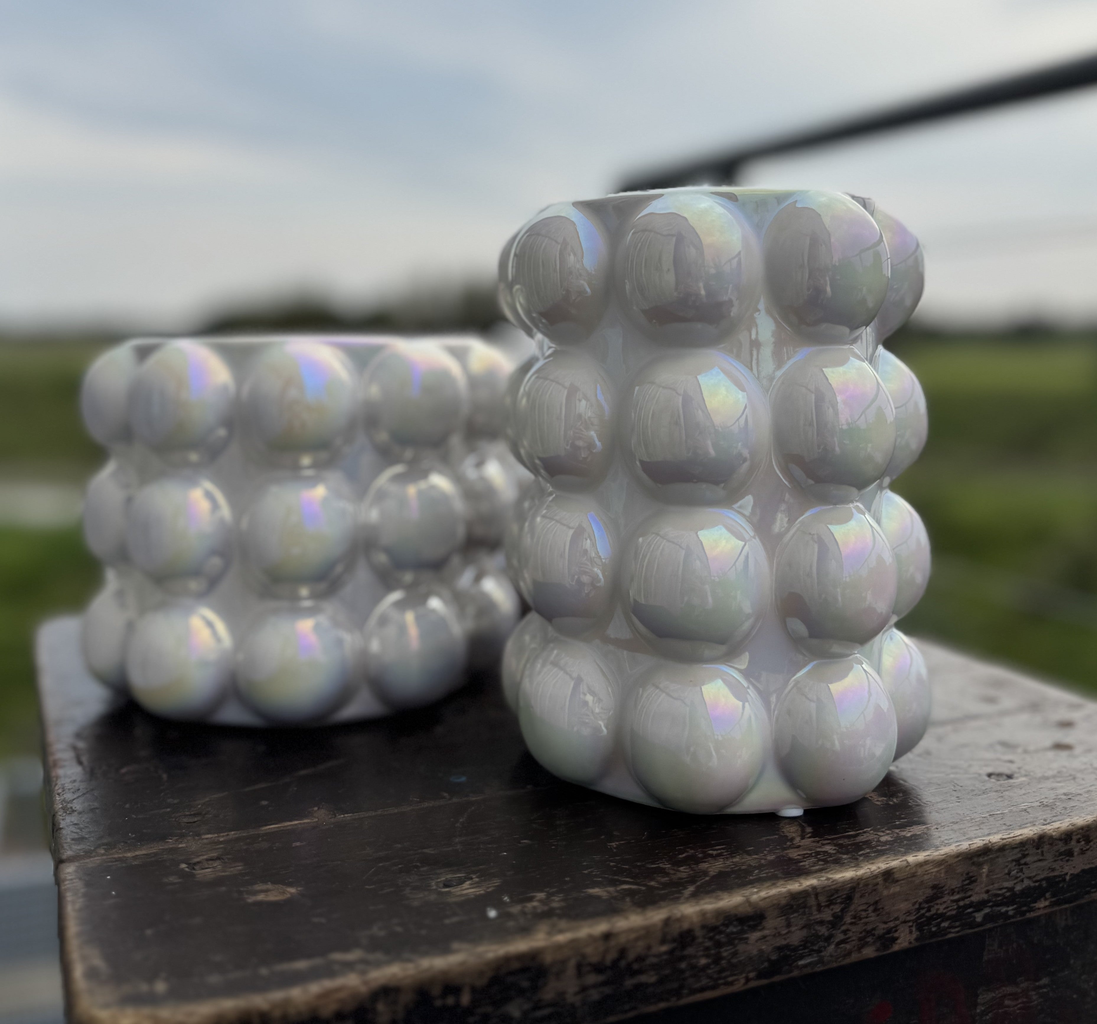Bubble Vase kl. Schimmer Silber Bunt
