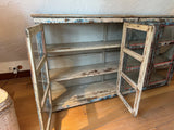 Antiker Vitrinen Schrank Shabby Blau Rot