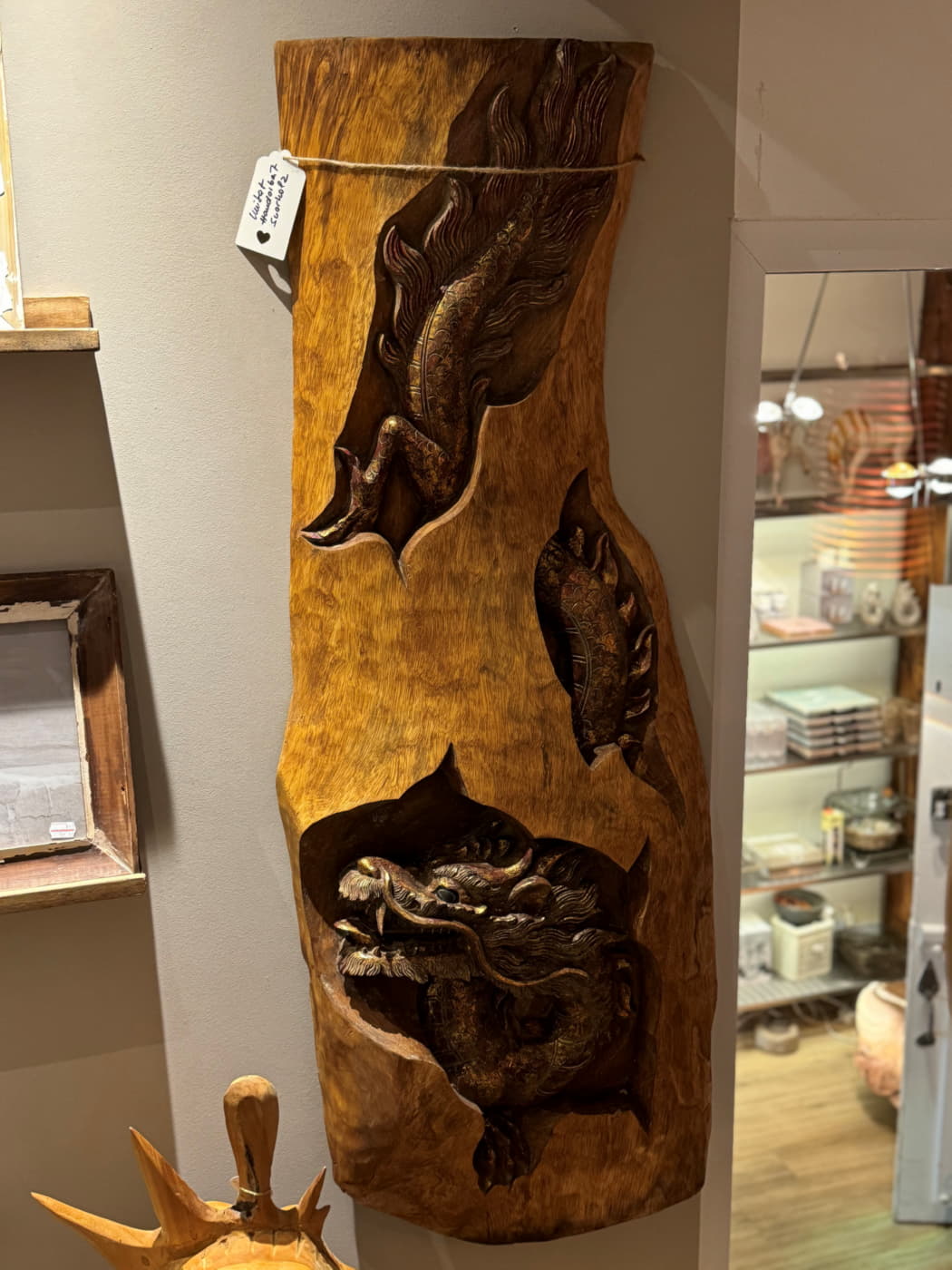 Glücksdrache aus Holz geschnitzt Unikat