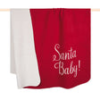 Wendbare Decke eine Seite beige eine Seite rot mit weißer Schrift Santa Baby! in der Ecke auf weiem Hintergrund