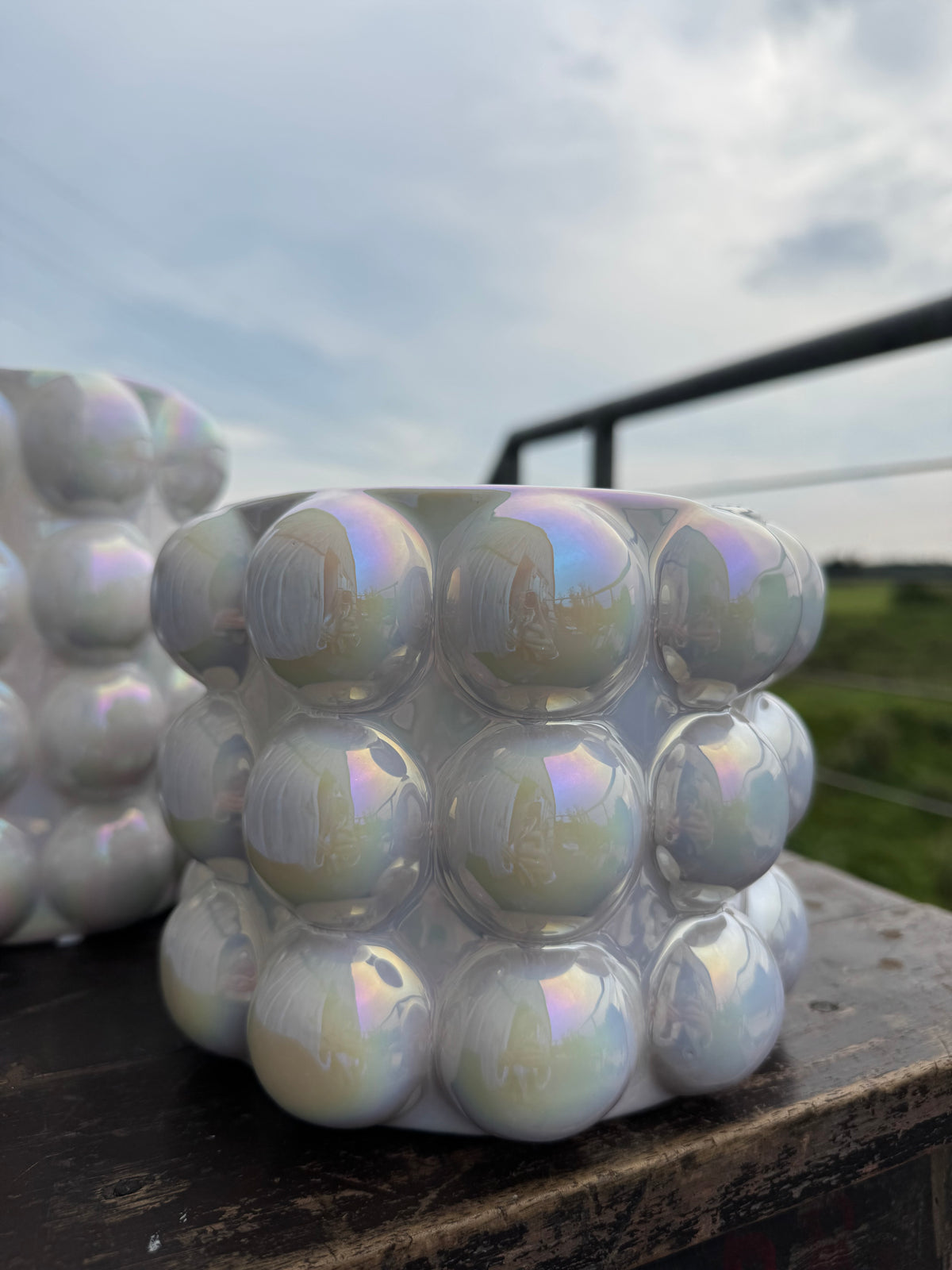 Bubble Vase kl. Schimmer Silber Bunt