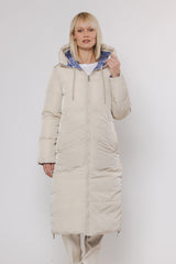 Micki reversible coat with hood Blau/Beige